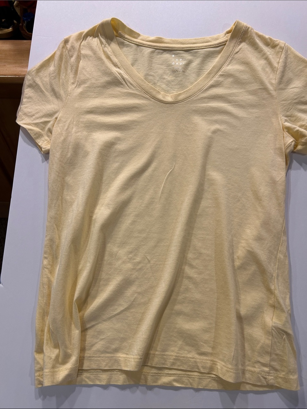 a new day Pale Yellow V‑Neck Short Sleeve Tee